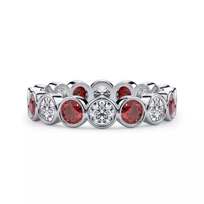 Ruby and Diamond Bezel-Set Eternity Ring
