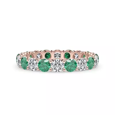 Classic EmeraId and Lab Diamond Eternity Band