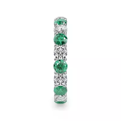 Classic EmeraId and Diamond Eternity Band