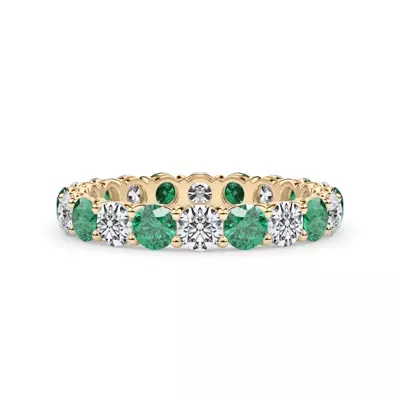 Classic EmeraId and Diamond Eternity Band