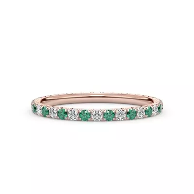 Emerald and Diamond Pavé Eternity Band