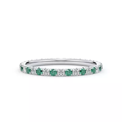 Emerald and Diamond Pavé Eternity Band