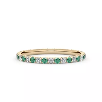 Emerald and Diamond Pavé Eternity Band