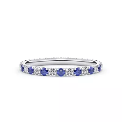 Sapphire and Lab Diamond Pavé Eternity Band