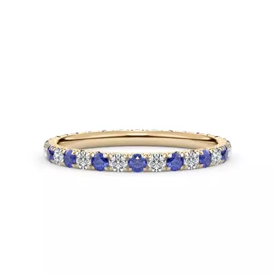 Sapphire and Lab Diamond Pavé Eternity Band