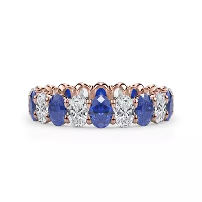 Classic Oval Sapphire and Lab Diamond Eternity Ring