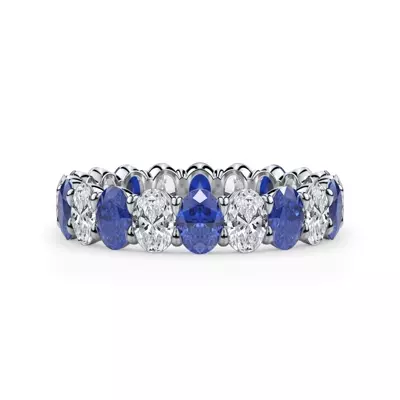 Classic Oval Sapphire and Lab Diamond Eternity Ring