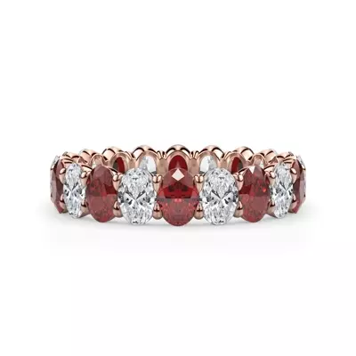 Classic Oval Ruby and Diamond Eternity Ring