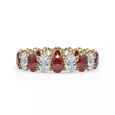 Classic Oval Ruby and Diamond Eternity Ring