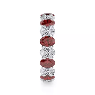 Classic Oval Ruby and Lab Diamond Eternity Ring