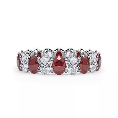 Classic Oval Ruby and Diamond Eternity Ring
