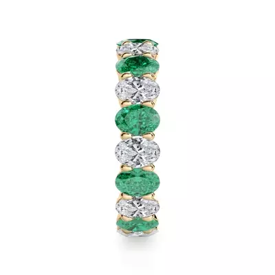 Classic Oval EmeraId and Diamond Eternity Ring
