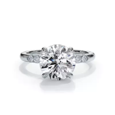 Bellora Trio Pavé Hidden Halo Lab Engagement Ring (2mm)