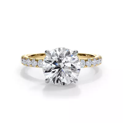 Bellora Two-Tone Pavé Hidden Halo Lab Engagement Ring (2mm)