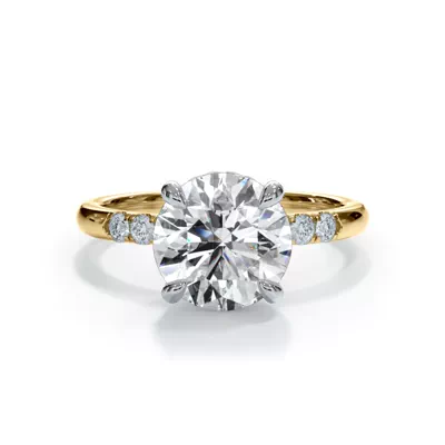 Bellora Two-Tone Trio Pavé Hidden Halo Engagement Ring (2mm)