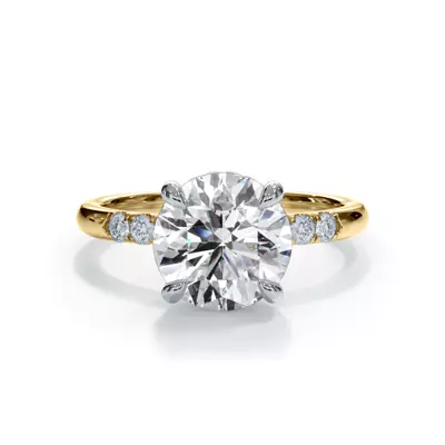 Bellora Two-Tone Trio Pavé Hidden Halo Lab Engagement Ring (2mm)