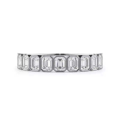 Emerald-Cut Lab Bezel Diamond Half Eternity Ring (1ct. tw.)