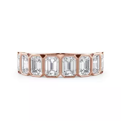 Emerald-Cut Lab Bezel Diamond Half Eternity Ring (2ct. tw.)