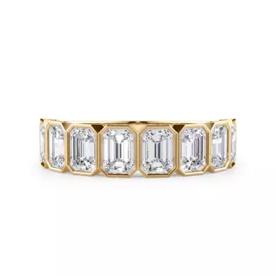 Emerald-Cut Lab Bezel Diamond Half Eternity Ring (2ct. tw.)