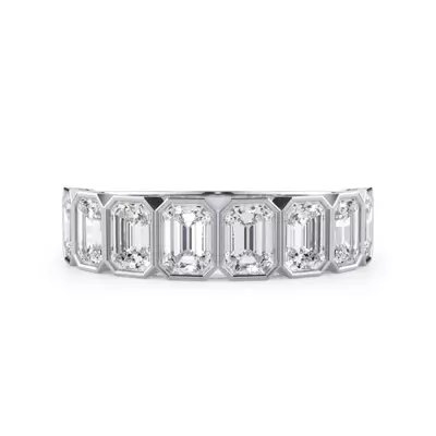 Emerald-Cut Bezel Diamond Half Eternity Ring (2ct. tw.)