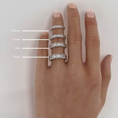 Emerald-Cut Bezel Diamond Half Eternity Ring (2.4ct. tw.)