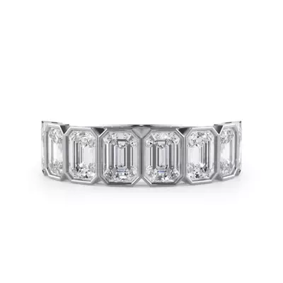 Emerald-Cut Bezel Diamond Half Eternity Ring (2.4ct. tw.)