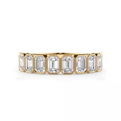 Emerald-Cut Bezel Diamond Half Eternity Ring (1.50ct. tw.)