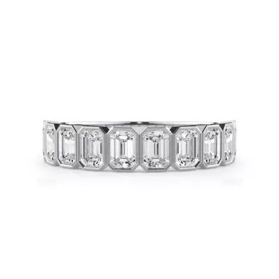 Emerald-Cut Bezel Diamond Half Eternity Ring (1.50ct. tw.)