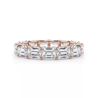 East-West Emerald-Cut Lab Diamond U-Prong Eternity Ring (3.50ct. tw.)