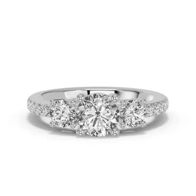 Classic Three-Stone Pavé Lab Engagement Ring (0.67 ct. tw.)