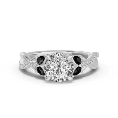 Papillon Twist Pavé Black Diamond Engagement Ring