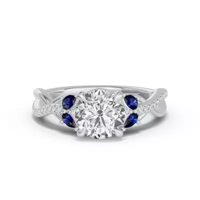 Papillon Twist Pavé Sapphire Engagement Ring