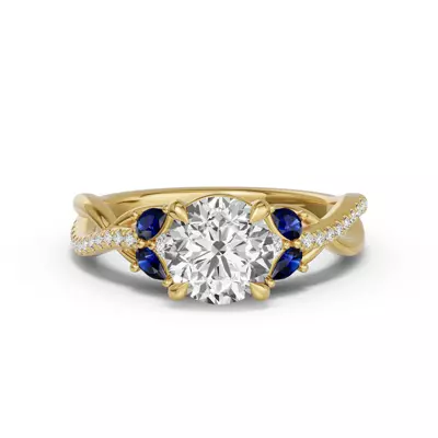 Papillon Twist Pavé Sapphire Engagement Ring