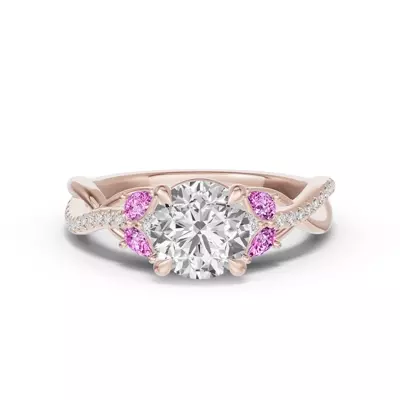 Papillon Twist Pavé Pink Sapphire Engagement Ring