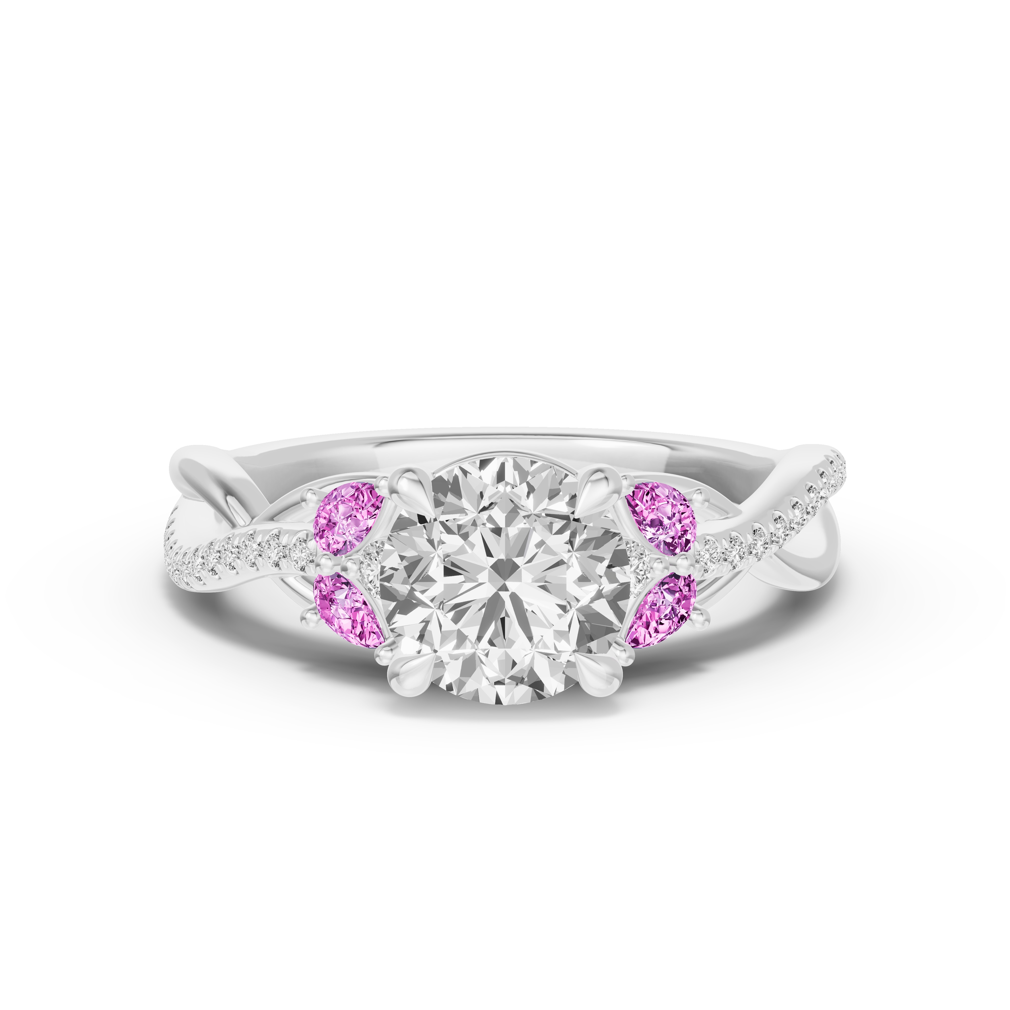 Papillon Twist Pavé Pink Sapphire Engagement Ring