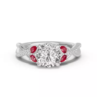 Papillon Twist Pavé Ruby Engagement Ring