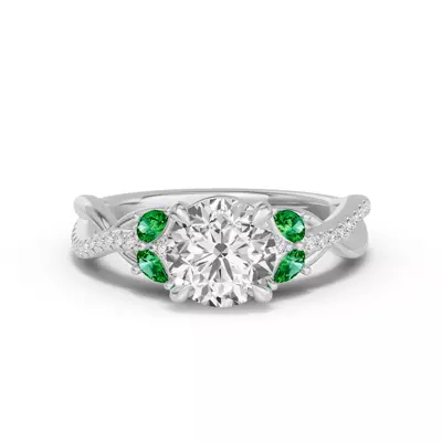 Papillon Twist Pavé Tsavorite Engagement Ring