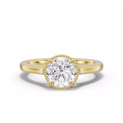 Lenora Milgrain Halo Cathedral Solitaire Engagement Ring