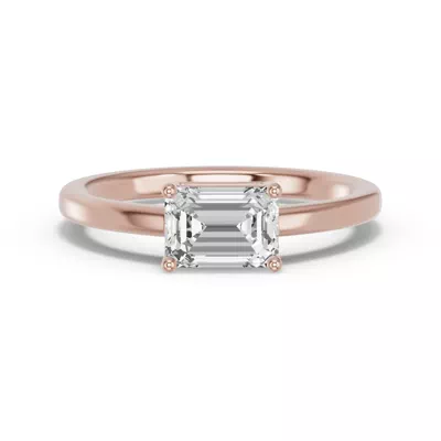 Emerald-Cut Lab Diamond East-West Ring