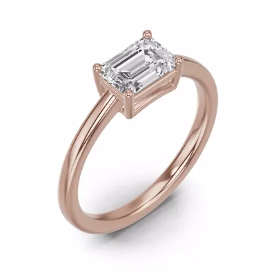 Emerald-Cut Lab Diamond East-West Ring