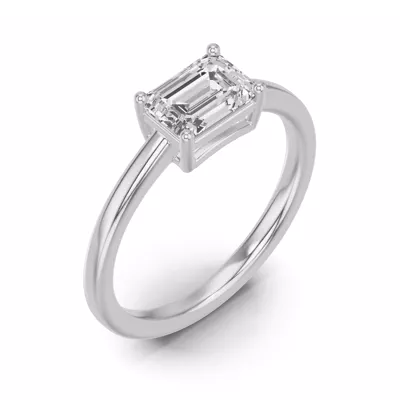 Emerald-Cut Lab Diamond East-West Ring