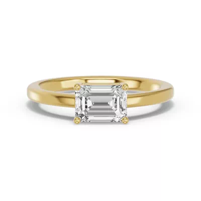 Emerald-Cut Lab Diamond East-West Ring