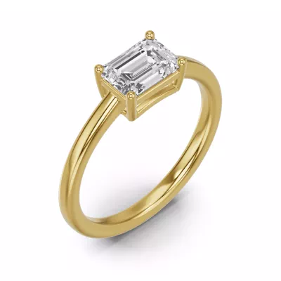 Emerald-Cut Lab Diamond East-West Ring
