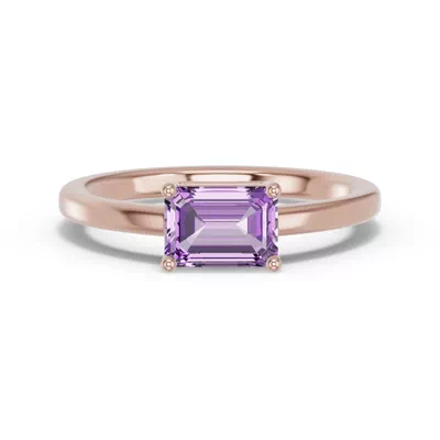 Emerald-Cut Amethyst East-West Ring