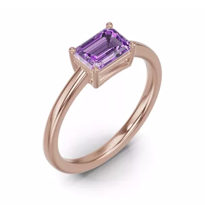 Emerald-Cut Amethyst East-West Ring