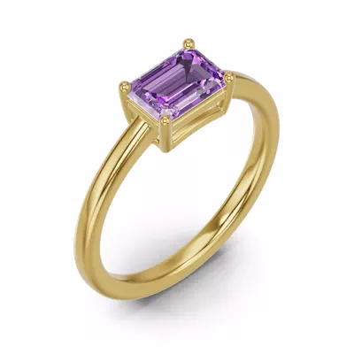 Emerald-Cut Amethyst East-West Ring