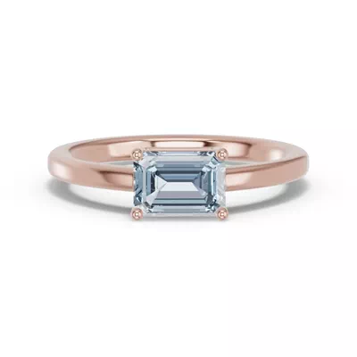Emerald-Cut Aquamarine East-West Ring