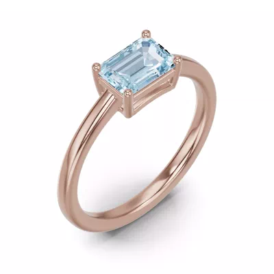 Emerald-Cut Aquamarine East-West Ring