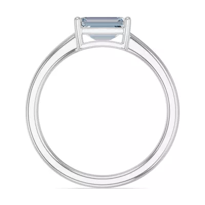 Emerald-Cut Aquamarine East-West Ring