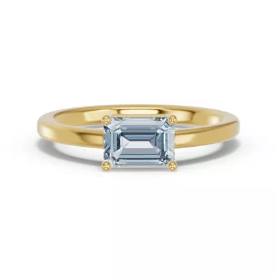 Emerald-Cut Aquamarine East-West Ring